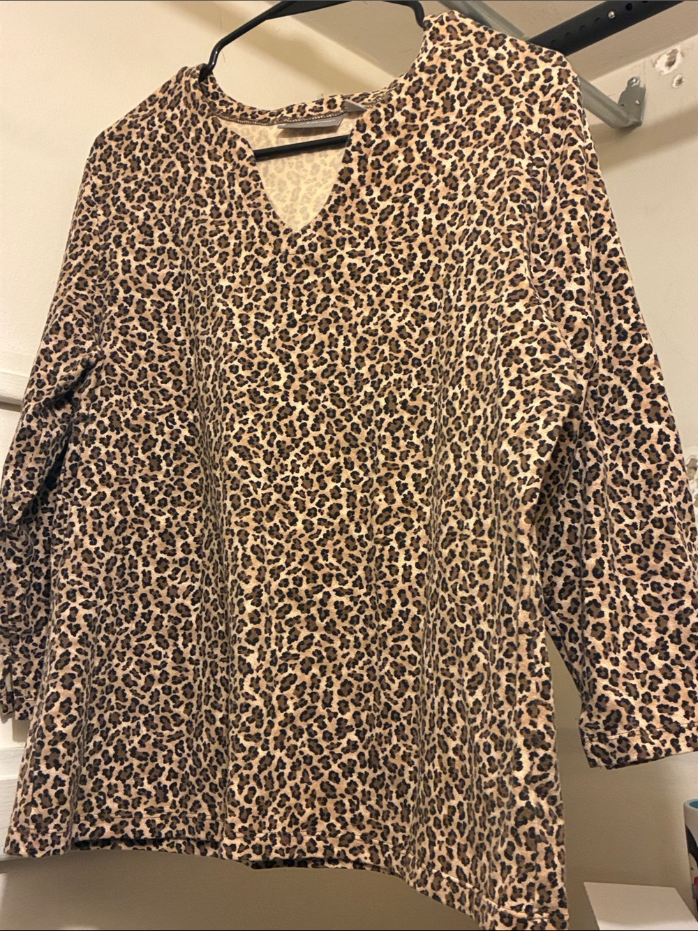 croft & barrow Leopard-Print V-Neck Tunic in Tan and Black